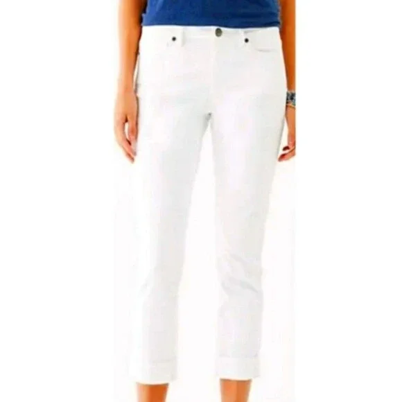 J Jill Denim Size 16 Authentic Fit Cropped White Stretch Jeans Cuffed Preppy - Picture 2 of 12